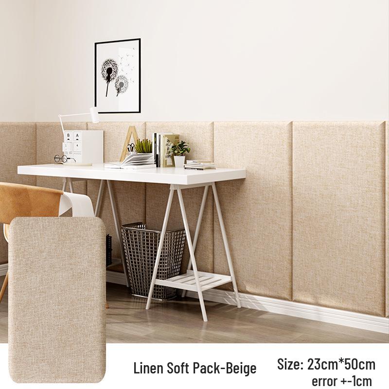 Self-adhesive Linen Upholstery Wall Sticker Cushion: Child-Safe Bedside Headboard and Tatami Surround