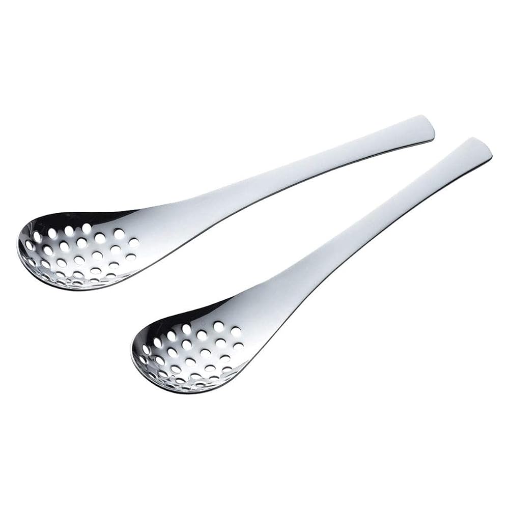 Shimomura Kikaku Renge Spoon, Perforated, Set of 2, Made in Japan, Dishwasher Safe, 18-8 Stainless