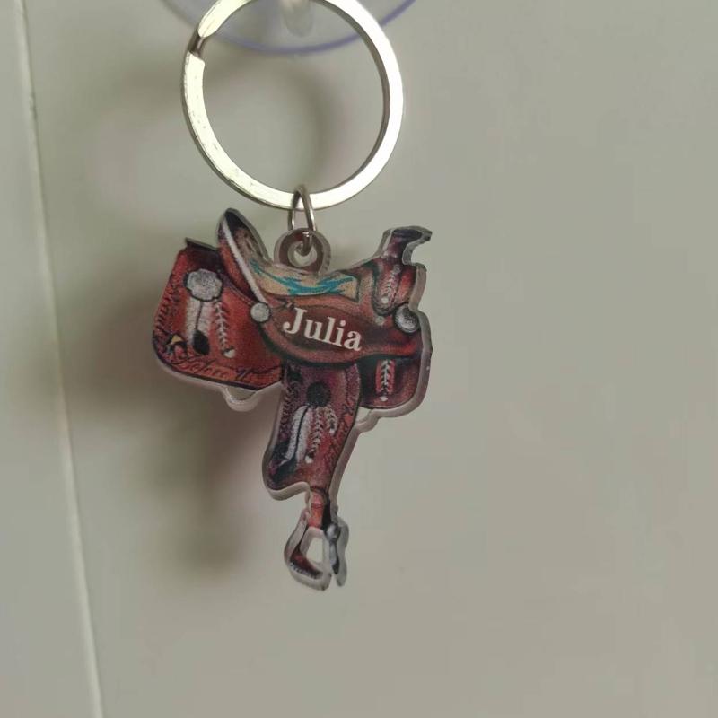 Colorful Saddles Pendant Keychain Acrylic Key Rings Accessory Handmade Keyring Bag Decoration Unique Gifts for Women