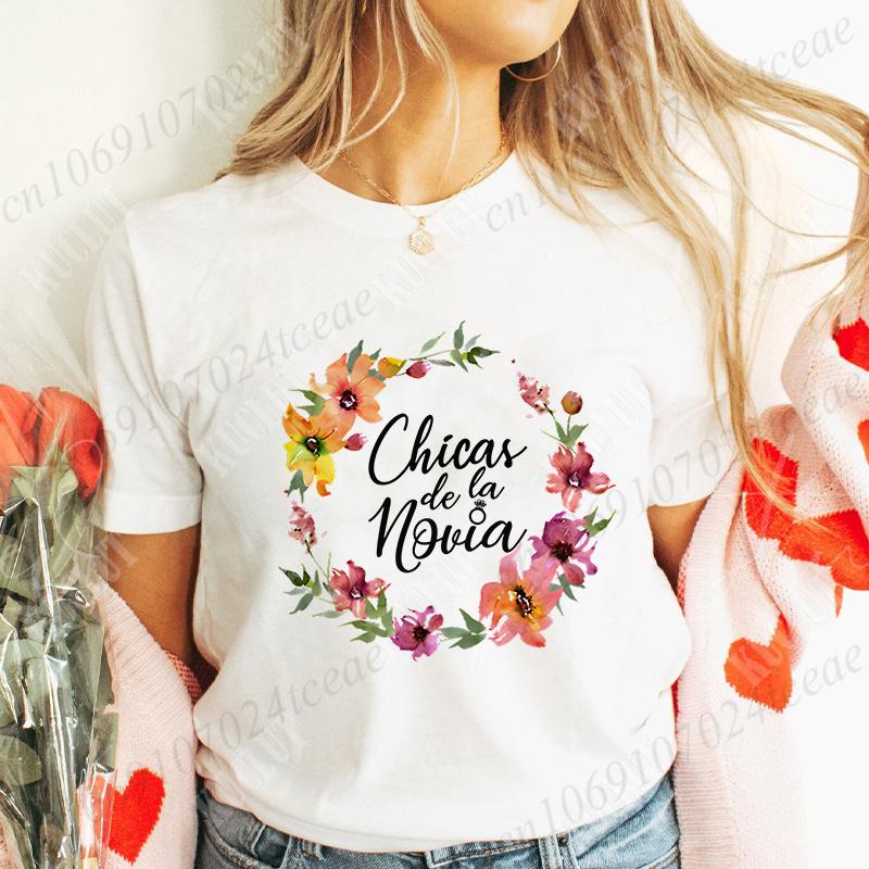 Team Bride Y2k Tops Spanish Women Bachelorette Party Tee Shirt  Future Bride Casual Short Sleeved Bridal Shower Wedding T-shirt