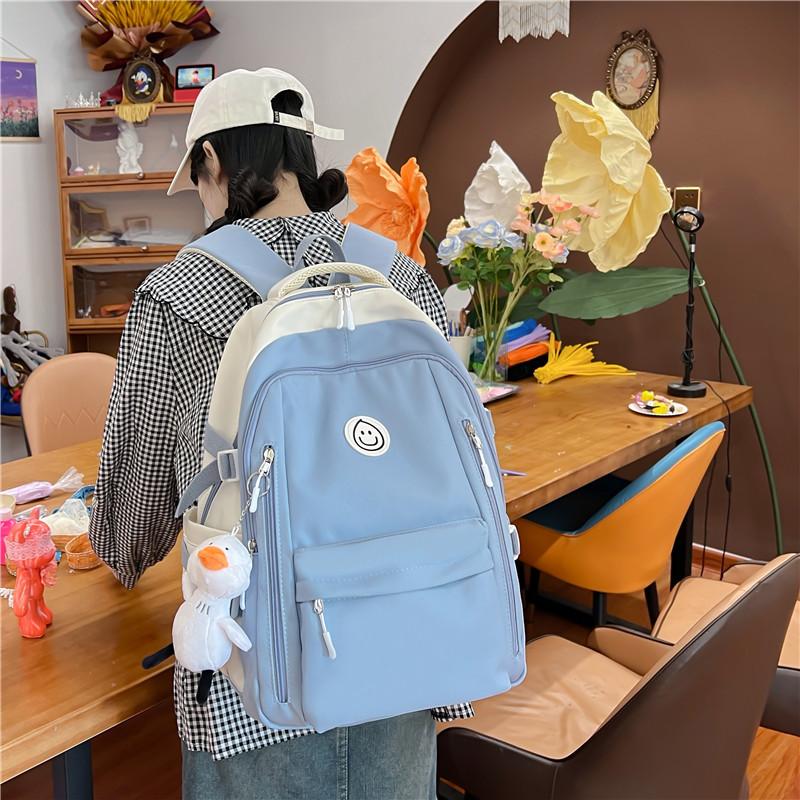 Summer New Solid Color Large Capacity Backpack Street Trend Student Fresh Outdoor Double Shoulder Backpack