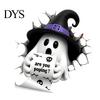 Waterproof PVC Bathroom Art Halloween Toilet Seat Cover Stickers, Scary 3D Crack Ghost Skeleton Cute Lid Wrap Tank Decals, Horror Wall Sticker