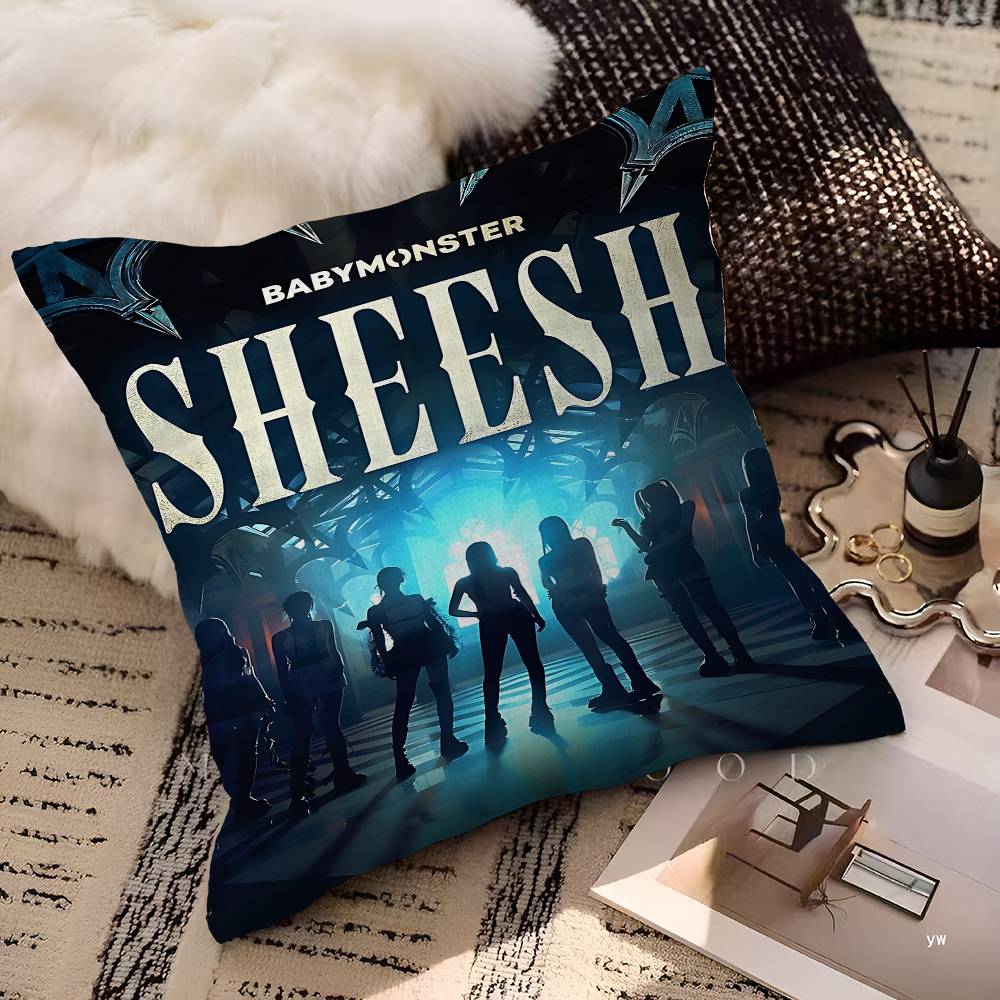 Kpop B-Babymonster Anime Cushion Cover Inches Farmhouse Decor Home Throw Pillow Covers For Couch Decorations