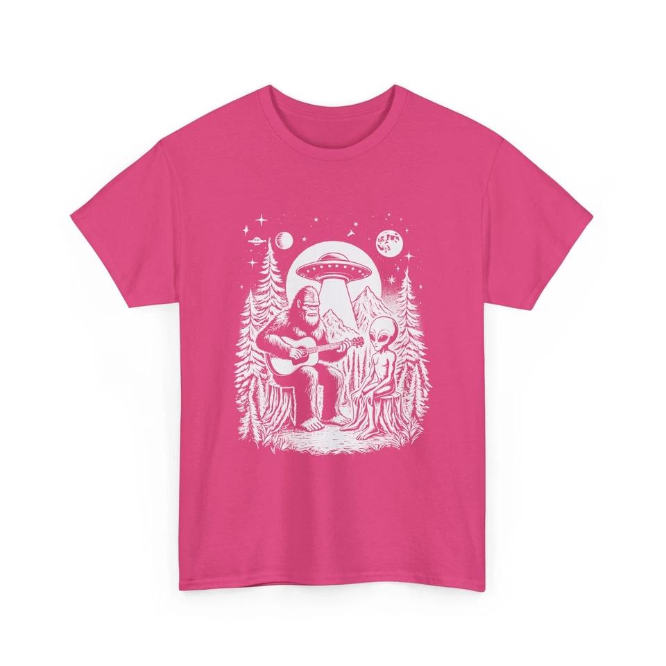 Sci-Fi World T-Shirt | UFO Alien Graphic Tee | Bigfoot & Alien Shirt 4 XL