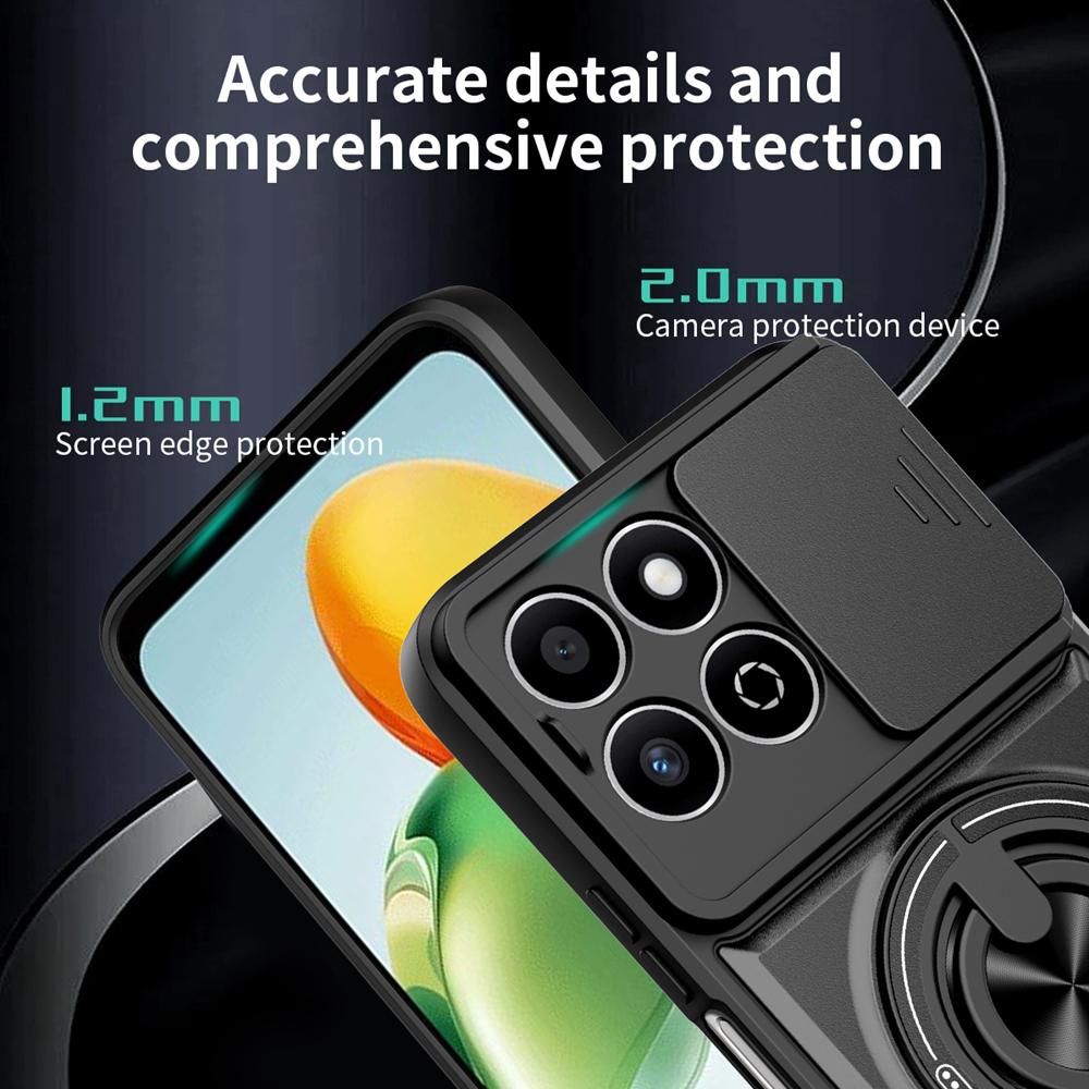 KEYSION Magnetic Phone Case for HONOR X7d 4G 5G Slide Camera Protection Upright Kickstand Shockproof Cover for Honor 400 Smart 5G