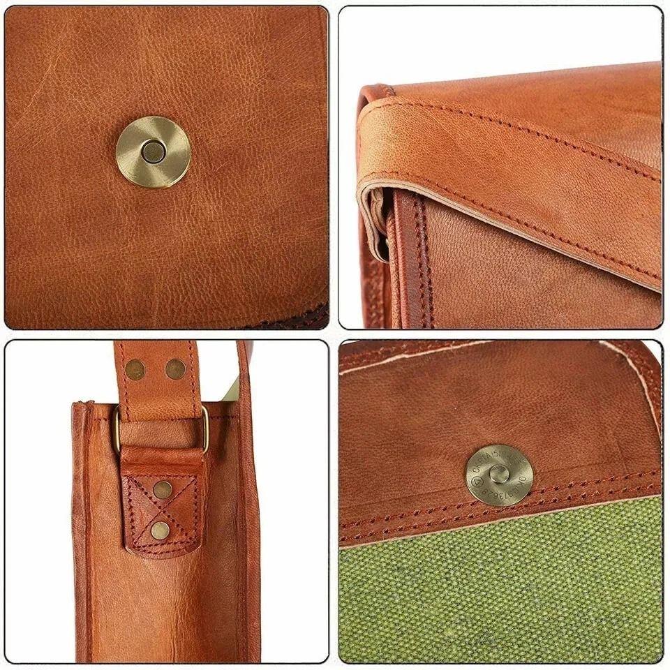 Bag Goat Leather Messenger Laptop Briefcase Genuine Vintage Brown Satchel Real