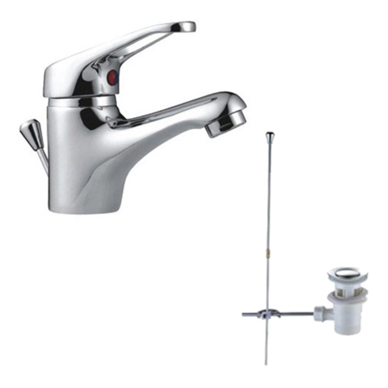 Chrome Finish Basin Waste Plug Elegant Chrome Finish Sink Drain With Overflow and Pull Rod for Commerical Use