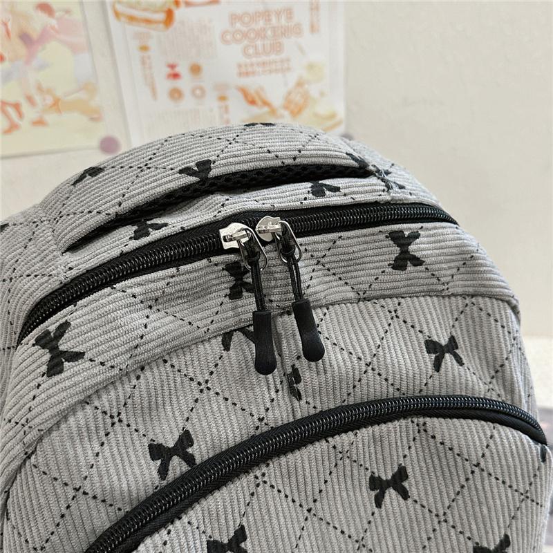 Dreiteiliger Schleifen-Rucksack Cord-Rucksack Schülerschultasche