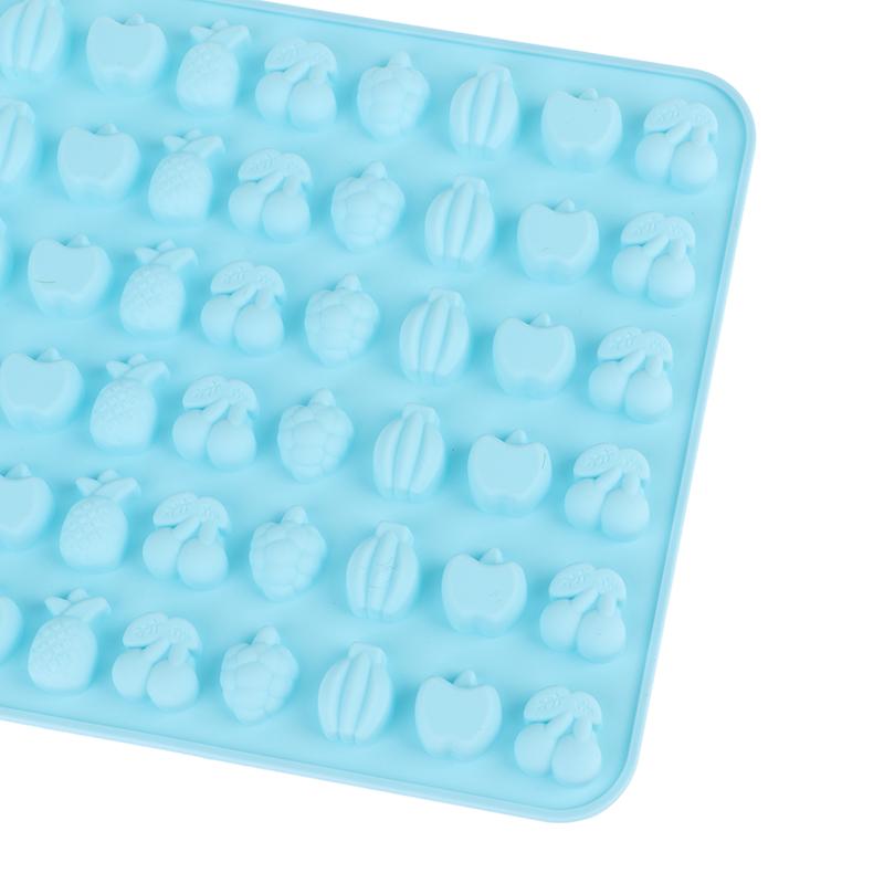 66 Holes Candy Fudge Silicone Mold Mini Chocolate Ice Cube Tray Fruit Shaped Non-Stick Soft Jelly Mold