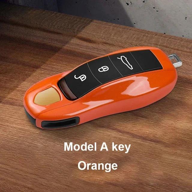 AABKV1 Solid Color ABS Car Key Case Cover Accessories For Porsche Panamera 2017 Cayenne 2018 2019 911 2020 2021 2022 2023 2024 Taycan