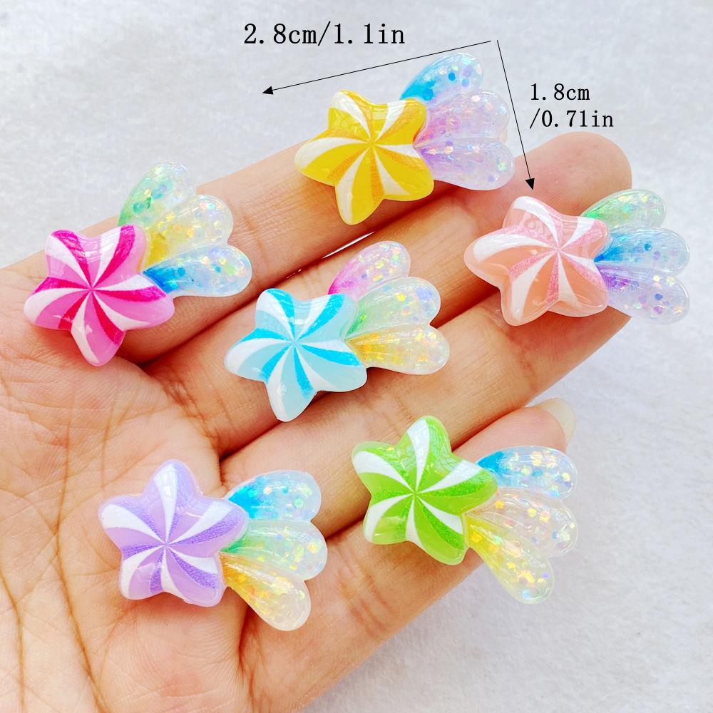 10pcs Resin Kawaii Cute Shiny Colorful Stars Rainbow Flat Back Stones Applique DIY Wedding Home Decor DIY Jewelry Making