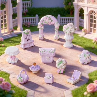 Micro Landscape Ornaments Mini Wedding Scene Decorations with Arches Bouquets Cakes Ring Boxes Resin DIY Garden Accessories Romantic Gift Ideas