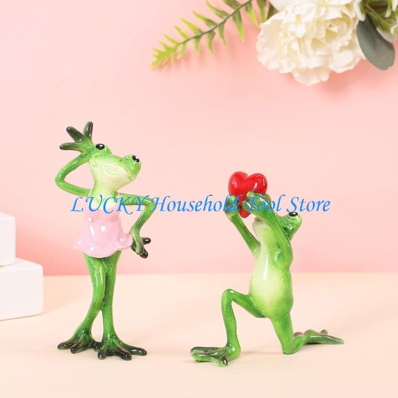 J0MC Resins Couple Lover Frogs Figurine Wedding Funny Creative Love Declarations Frogs