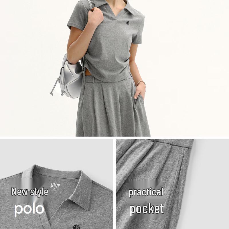 Semir Women's Pure Cotton Polo Shirt & Pleated Skirt Set