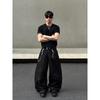 Blaexit American Style Raw Denim Baggy Scimitar Jeans Men's Straight Loose Cleanfit Black Wide-Leg Pants