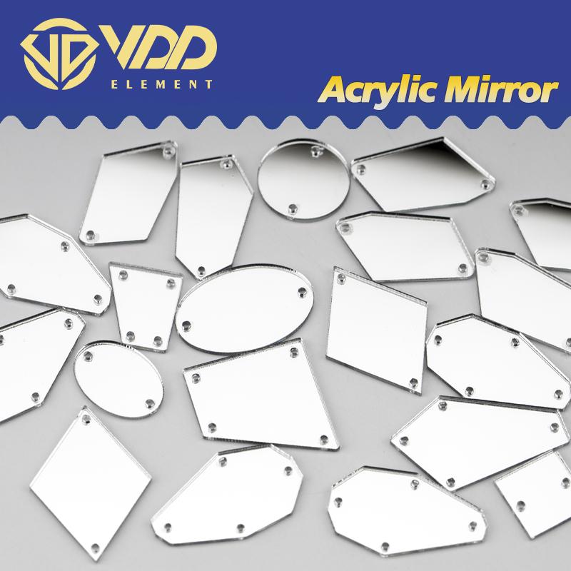 VDD 30/60/200Pcs Mix Size Acrylic Mirror Sewing Rhinestones Sew on DIY Crafts FlatBack Sewn Stones for Garment Dress Decorations