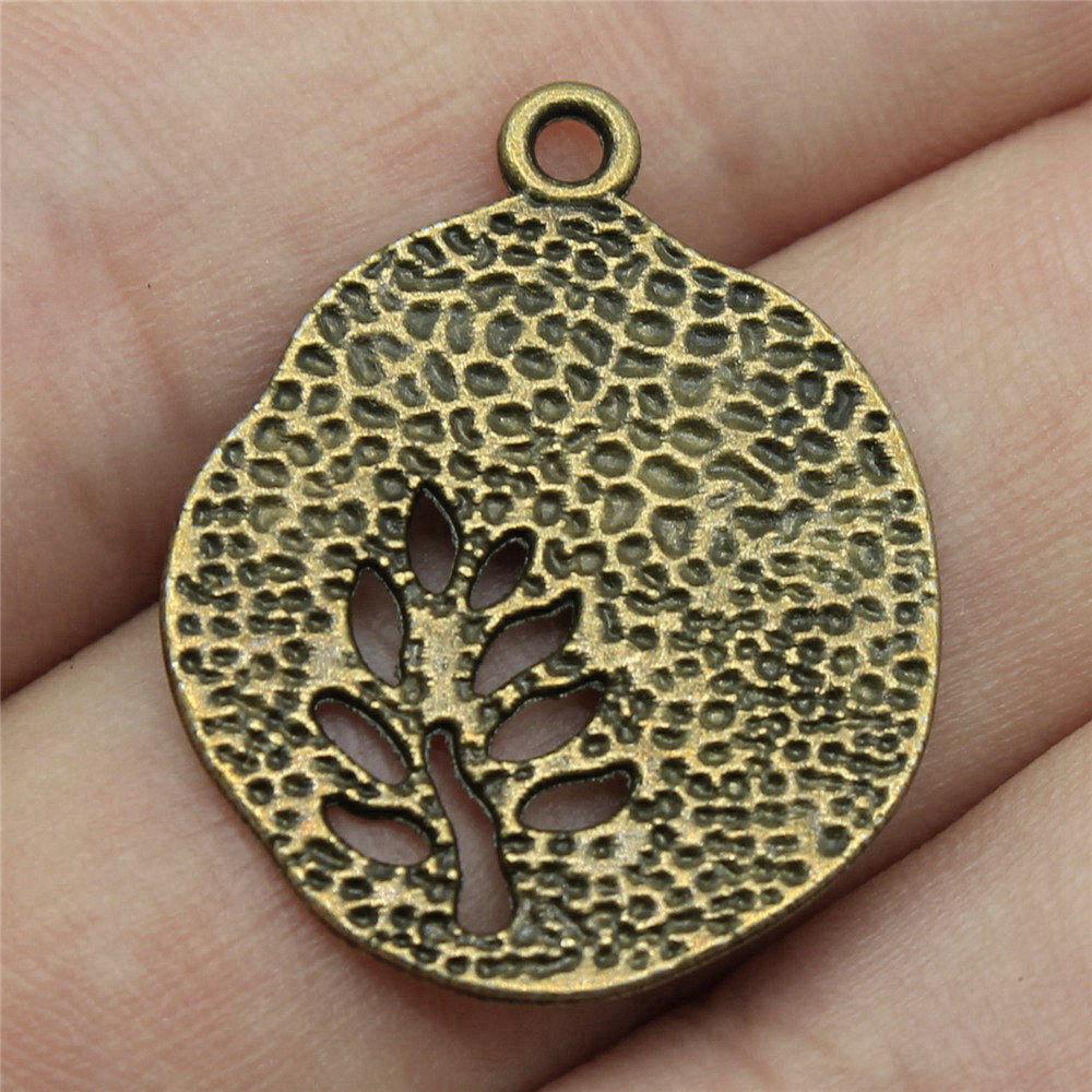 Charms Round Tree Of Life Pendants Vintage Jewelry Supplies QC109
