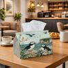 2D Flat,1pc Puffin Birds In Coastal Landscape Tissue Box, Multifunctional Fabric Tissue Holder, Outdoor Party Supplies, Everyday Desktop Tissue Storag