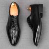 Fashion Fashion Men's Black Pointed Lace Up Patent Leather Oxfords Flats Casual Shoes Male Homecoming Wedding Dress Zapatillas Hombre