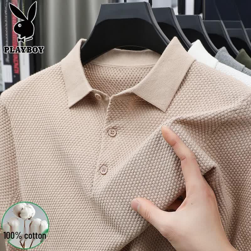 PLAYBOY Men s Pure Cotton Pineapple Knit Polo Shirt M