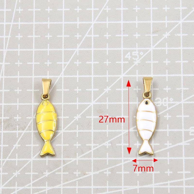 Breloque Poisson Crabe Rayé Or & Émail - Accessoires DIY pour Collier, Bracelet, Boucles d'Oreilles (2 Styles, Acier Inoxydable)