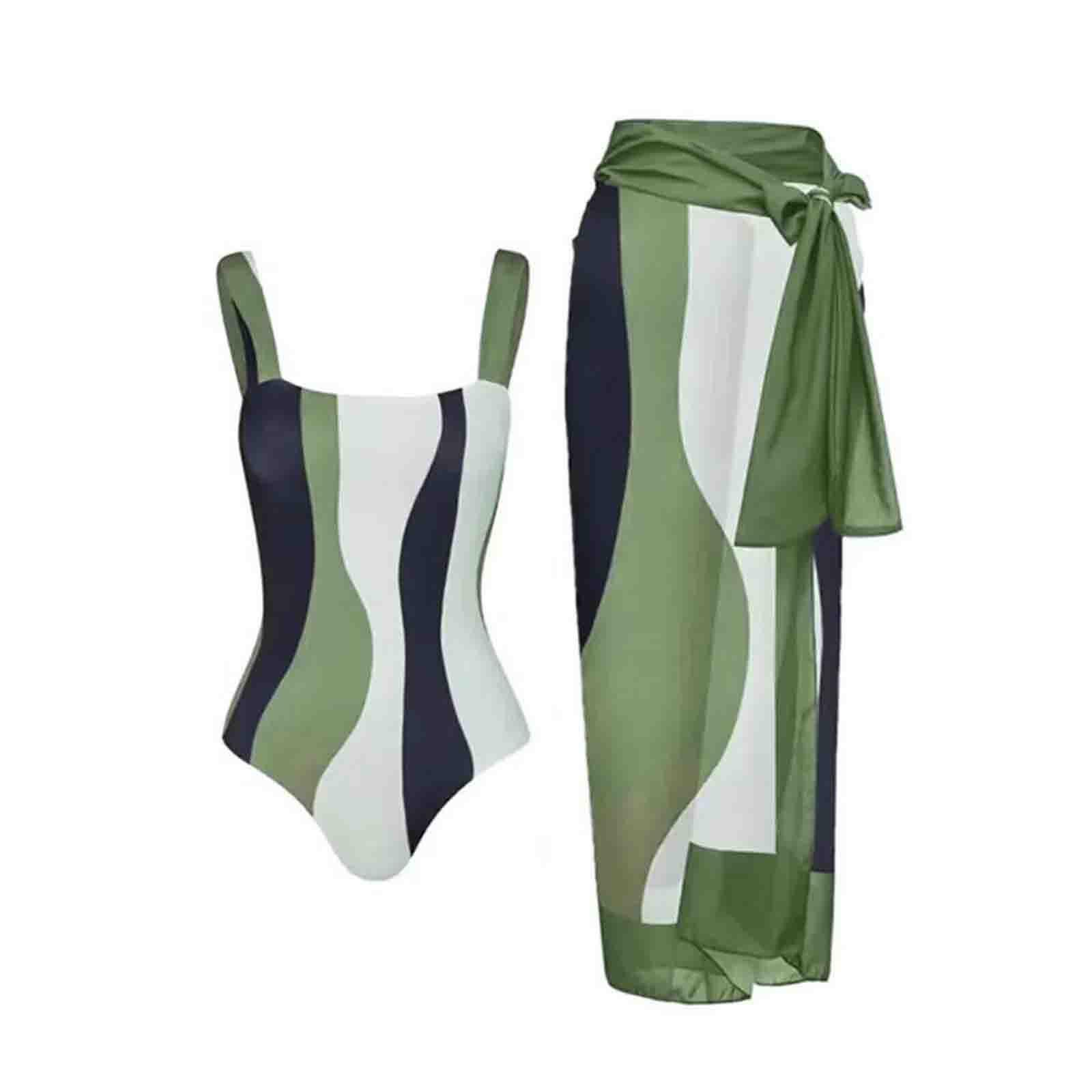 

Женский модный цельный комплект купальников для отдыха в бикини на берегу моря XL зелёный