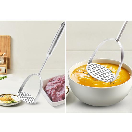 Stainless Steel Potato Masher Kitchen Avocado Tomato Fruit Vegetable Smasher Heavy Duty Fruit Puree Utensil for Cooking
