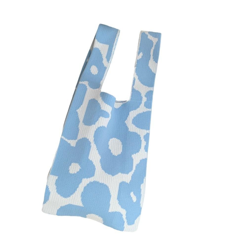 Floral Trendy Woven Knitted Clutch Bag In Soft Polyester For Outings Casual