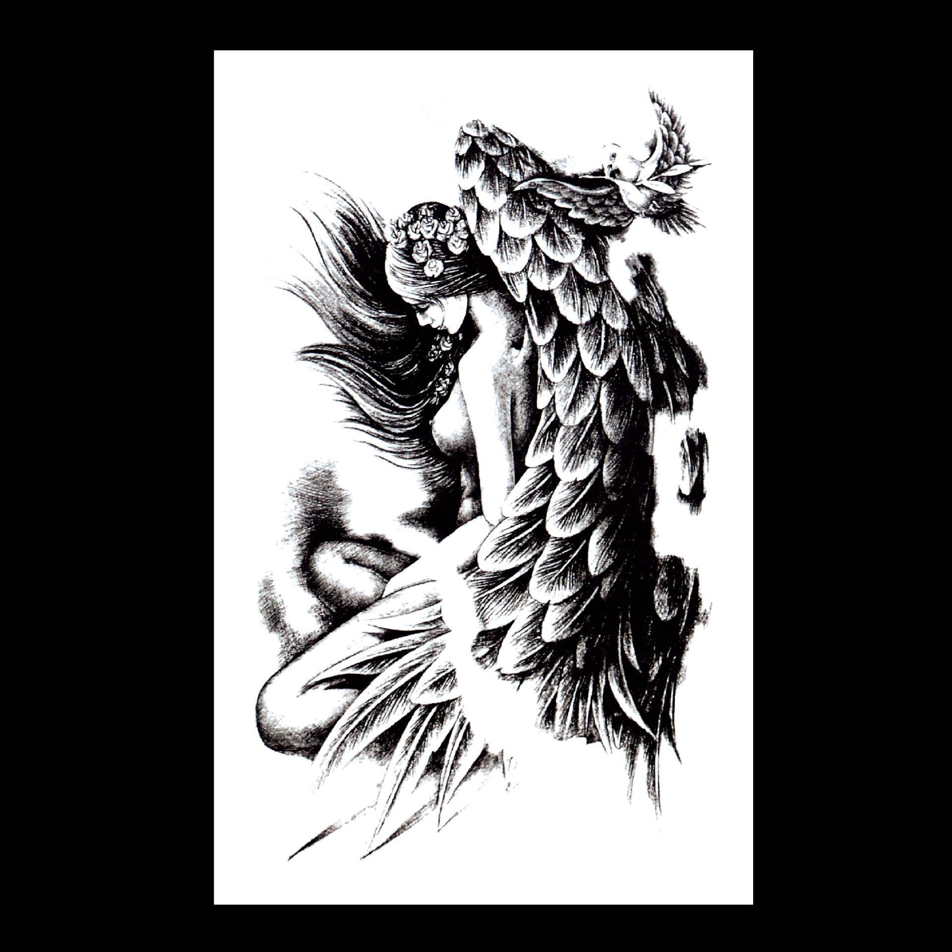 

Водонепроницаемые наклейки для татуировки: Волк, Карп, Гуань Гун, Череп, Пламя, Гейша, Крест, Сова, Цветы 12*19cm