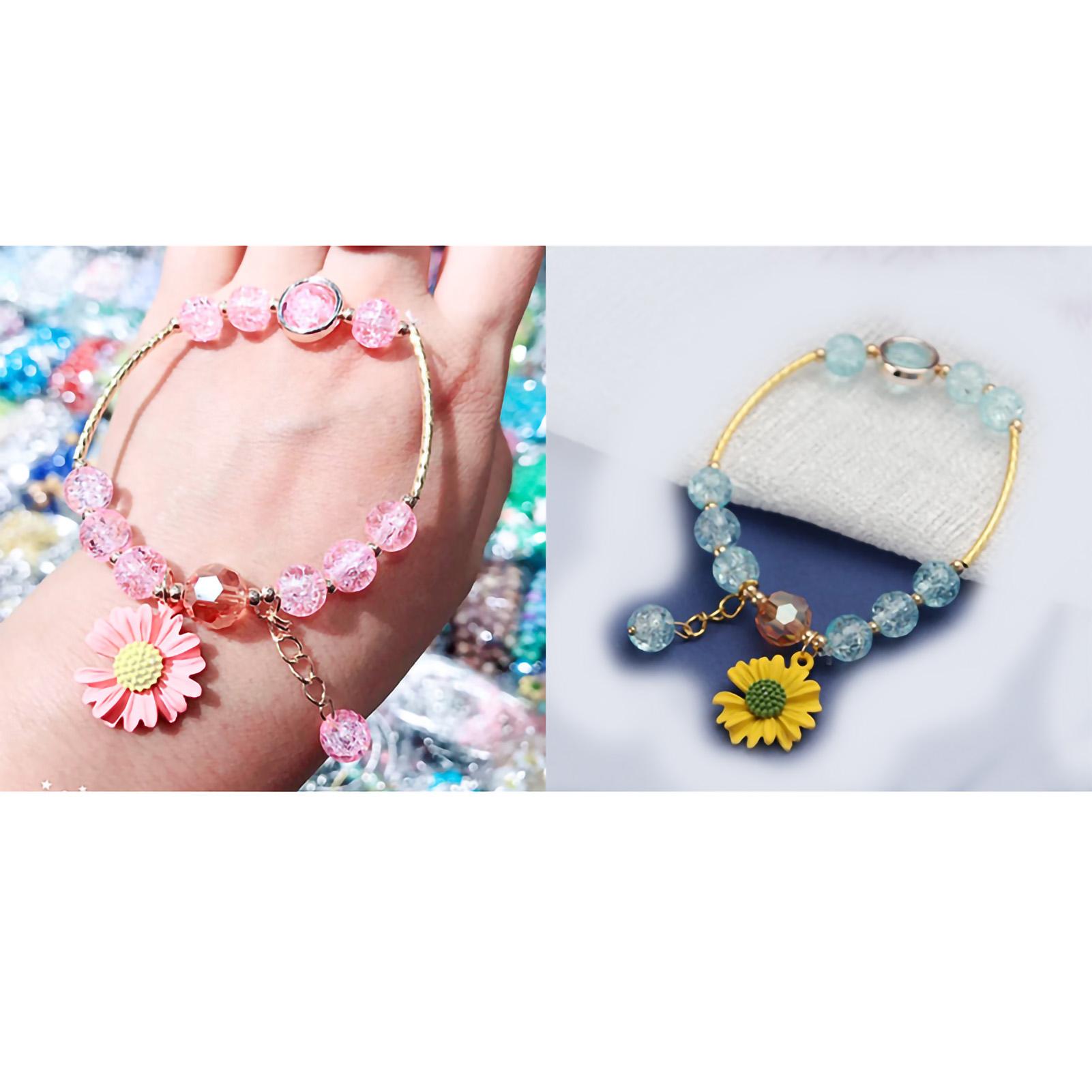 

Браслет Маргаритка Цветок Стеклянная бусина Женский аксессуар Украшение для девушки для вечеринки в домашнем офисе