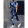 Simple Crown Printed Casual Men's Thin Short-sleeved And Long Pants, Urban Street Casual Men's Thin Long Pants Set