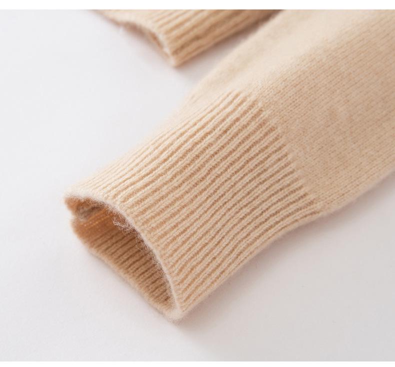 Women's Hand-knit High-neck Cashmere Cardigan - Autumn/Winter Chic