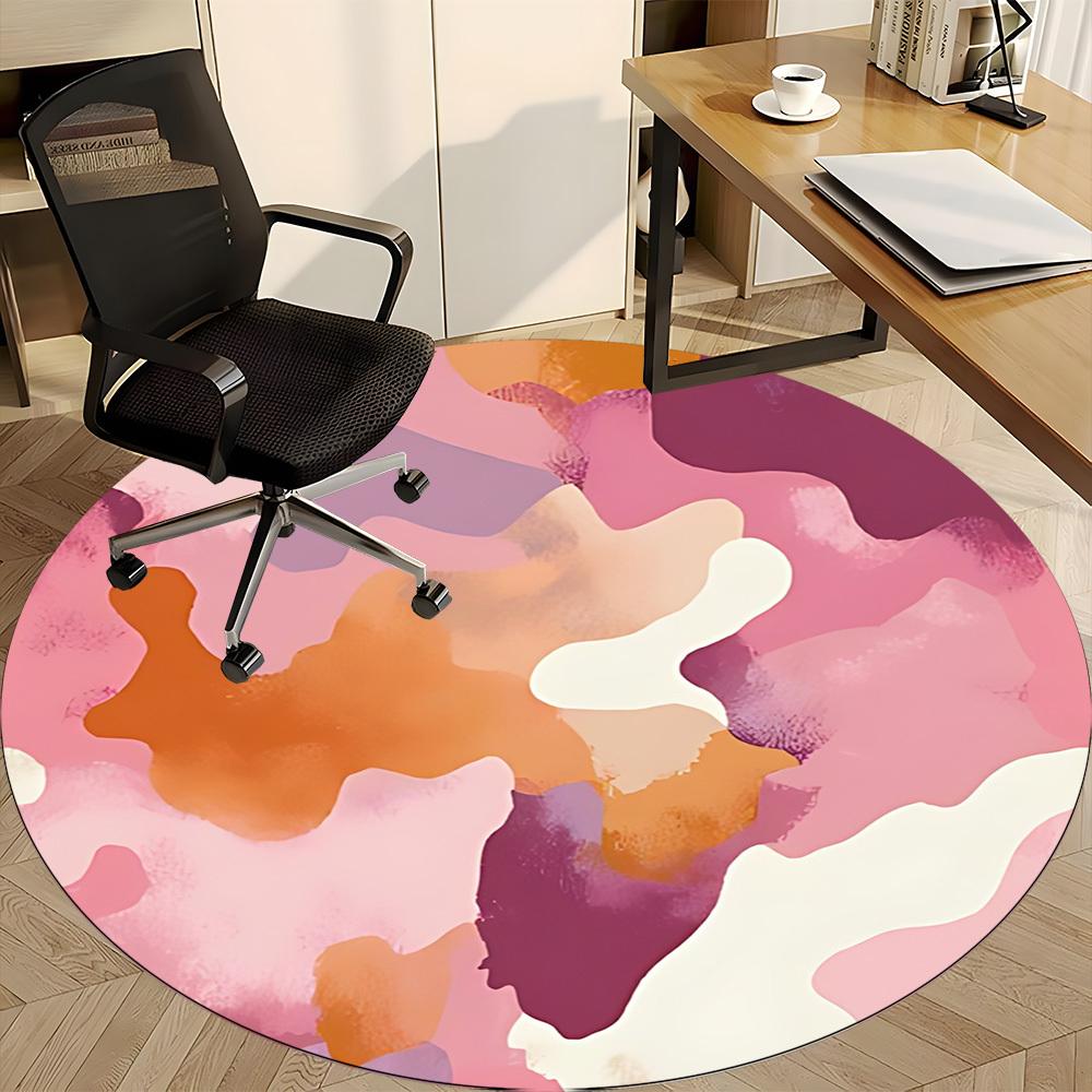 1pc Abstract Art Office Round Rug, Non-slip, Soft and Durable Office Rug for Interior Decoration, Perfect for Office, Beautiful Decoration yy260323056