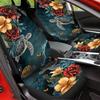 Bulopur Multicolor Polyester Universal Fit Car Truck SUV Van Automotive Seat Covers, 2pcs Front, Hibiscus Floral & Sea Turtle Print