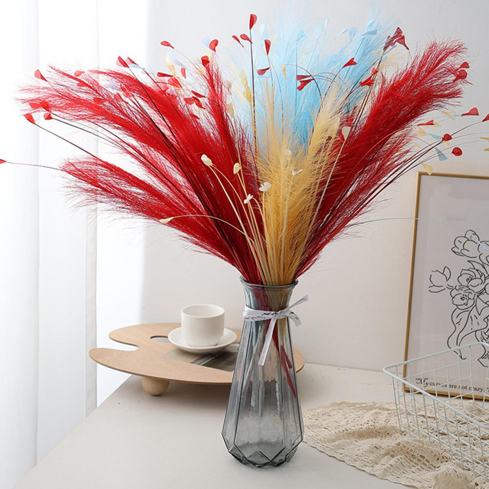 6 Pcs Peacock Grass Artificial Plants Pampas Grass Reed Flower Arrangement Home Bedroom Wedding Decorations Fake Flowers
