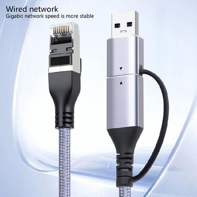 USB Type C Wireds Networkings Adapter Cable With Gigabit Ethernet Speed Heat Dissipation Aluminum Alloy Housing And TangleFree Braideds Cord