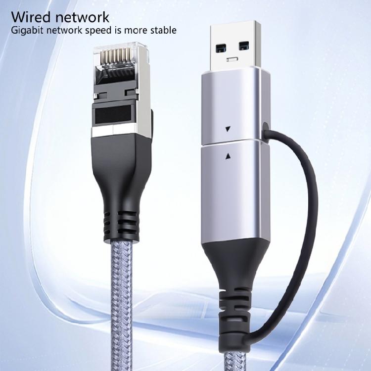 USB Type C Wireds Networkings Adapter Cable With Gigabit Ethernet Speed Heat Dissipation Aluminum Alloy Housing And TangleFree Braideds Cord