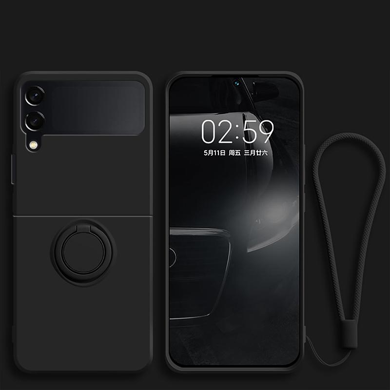 Hot Sales Skin Feel Liquid Silicone Flip Case for Samsung Galaxy Z Flip 7 FE 6 5 4 3 Anti-Drop Ring Holder Magnetic Bracket Case