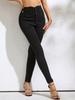 Rose Beauty A Damen-Hose mit Knopfleiste, hohe Taille, Röhrenhose, elastischer Bleistiftrock, enge Hose