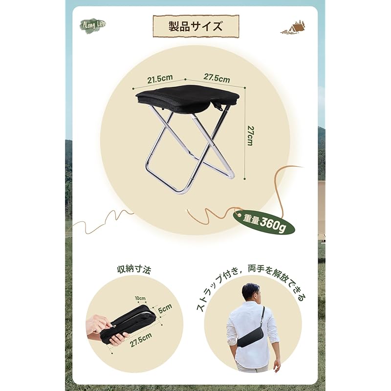 Outdoor Chair Camp Chair Folding Chair Lightweight Carry Compact Chair Integrated Folding Chair Super Lightweight Instant Storage Load Capacity 150kg