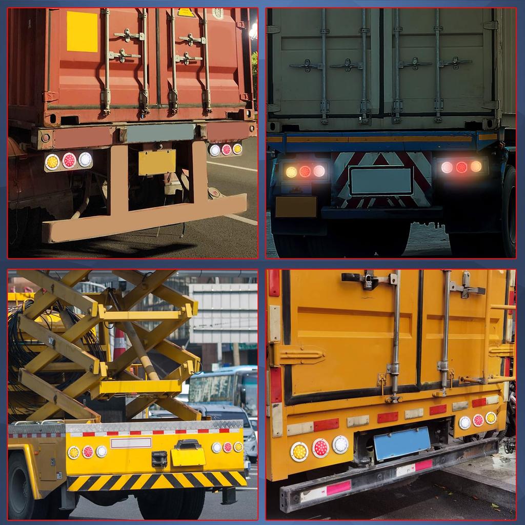 Biqing 16 LED Trailer Rear Brake Tail Light, Round Trailer Turn Signal Light Indicator