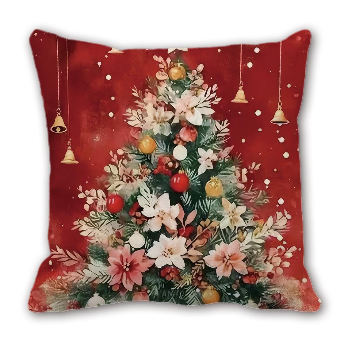 

Рождественская плюшевая наволочка Красный Санта Снеговик Цифровая печать Спинка 45Cm print without core