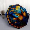 Stained Butterfly Wall Art: Vibrant Blue & Orange DecorUmbrella, Portable 3-Fold Compact Umbrella for Men & Women Gift