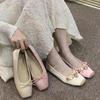 Lace Tie Leg Satin Silk Ballet Flats Women Square Toe Bowknot Elastic Ballerinas Ladies Wedding Floral Shoes