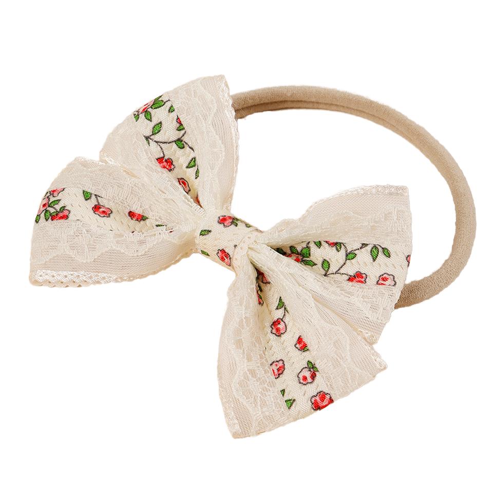 European American Style Pink Red Lace Hair Bow Headbands Fashionable Flower Bowknot Hairbands for Baby Girls Made of Polyester