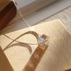 New European and American Popular Jewelry, Design Sugar Cube Crystal Neck Chain Earrings, Aurora Symphony Necklace Set