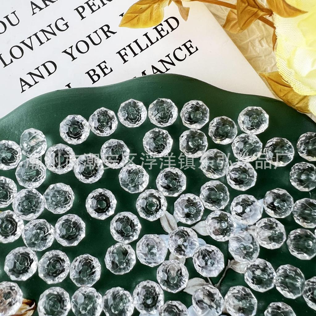 Faceted Acrylic Crystal Transparent Flat Beads for DIY Hairpins and Headwear