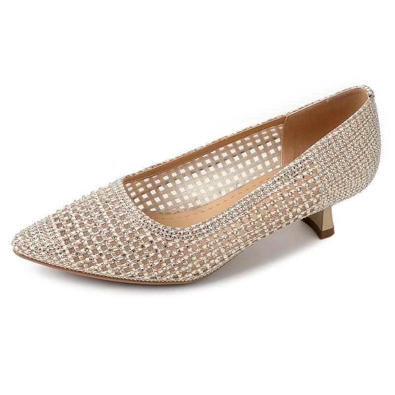 Fashion GKTINOO 2024 New Summer Fashion Pumps Cut-outs Women Crystal Casual Ladies Shoes Pointed Toe High Heels Tenis Feminino