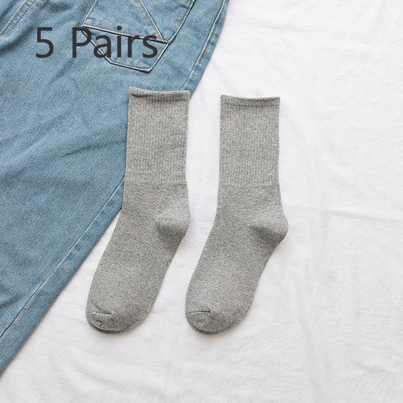 

5 пар женских весенних и летних дышащих универсальных впитывающих пот дезодорирующих полосатых спортивных чулок 5 Pairs серый