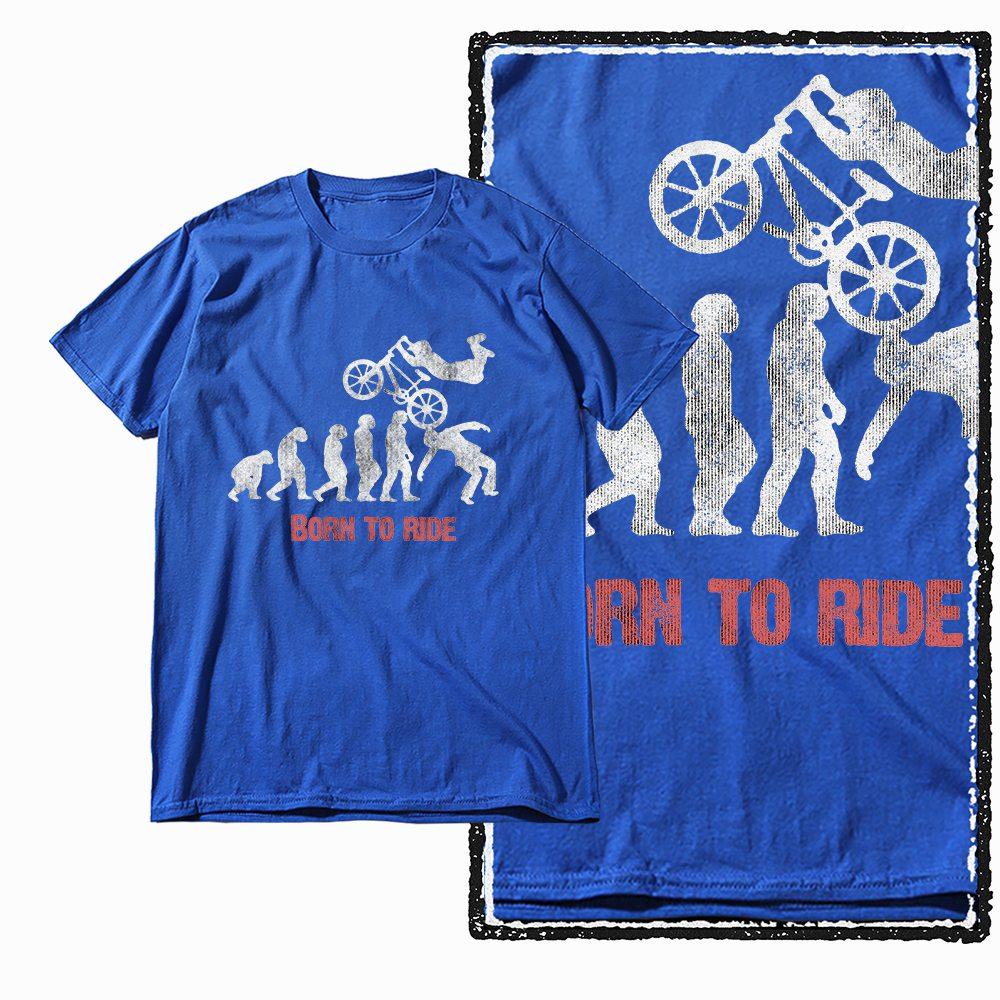 G47 Royal Blue Vintage Streetwear Cotton Men's BMX Bicycle Printed Graphic T-shirt | Big Size Cool O-neck Men's Tee Tshirt